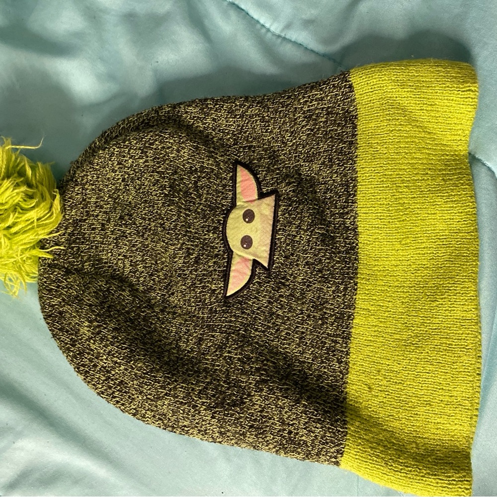 Kids' Green and Brown Beanie with Character Design - Picture 1 of 3